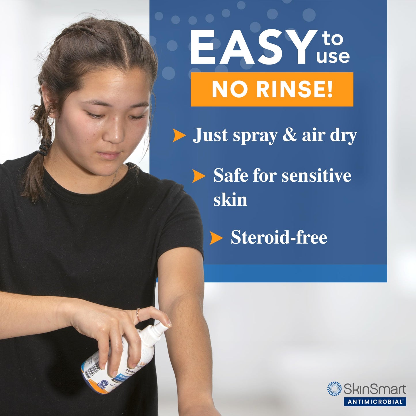 SkinSmart Antimicrobial Eczema Therapy with Hypochlorous Acid | 8 oz Clear Spray for Adults, Kids & Seniors
