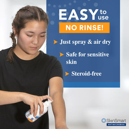 SkinSmart Antimicrobial Eczema Therapy with Hypochlorous Acid | 8 oz Clear Spray for Adults, Kids & Seniors