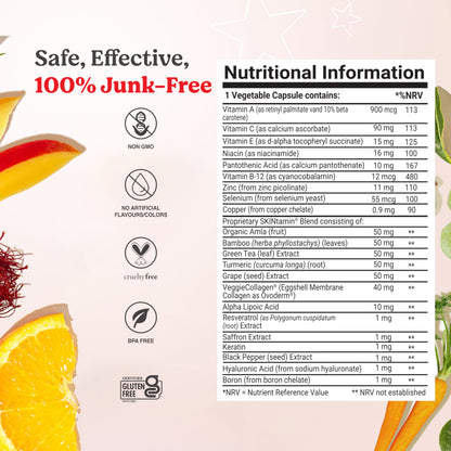 SKINtamin Vegetarian Collagen Pills | Skin Firmness, Wrinkles & Blemish Reduction