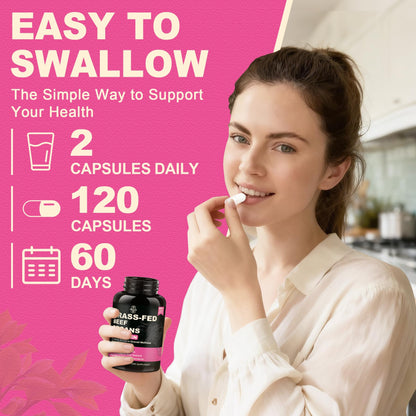 SKLIA Beef Organ Supplement for Women – Grass-Fed NZ (120ct) | Energy & Wellness
