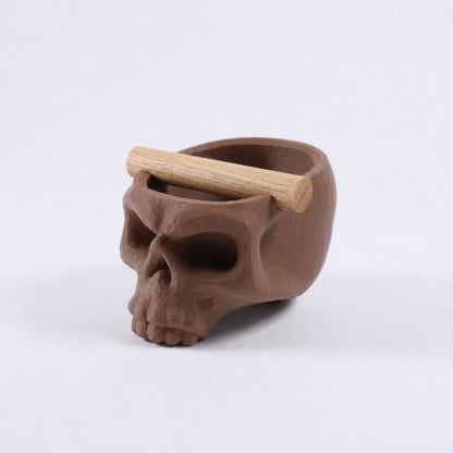 Gothic Skull Espresso Knock Box with Oak Bar KNOCDIC®