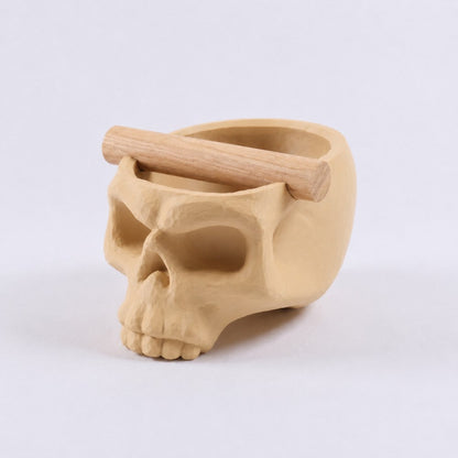 Gothic Skull Espresso Knock Box with Oak Bar KNOCDIC®