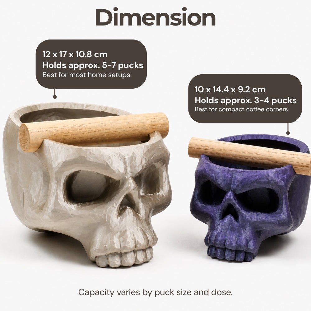 Gothic Skull Espresso Knock Box with Oak Bar KNOCDIC®