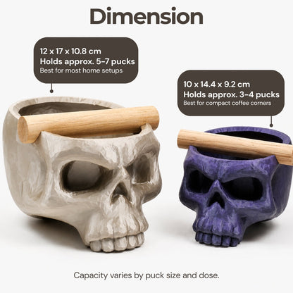 Gothic Skull Espresso Knock Box with Oak Bar KNOCDIC®