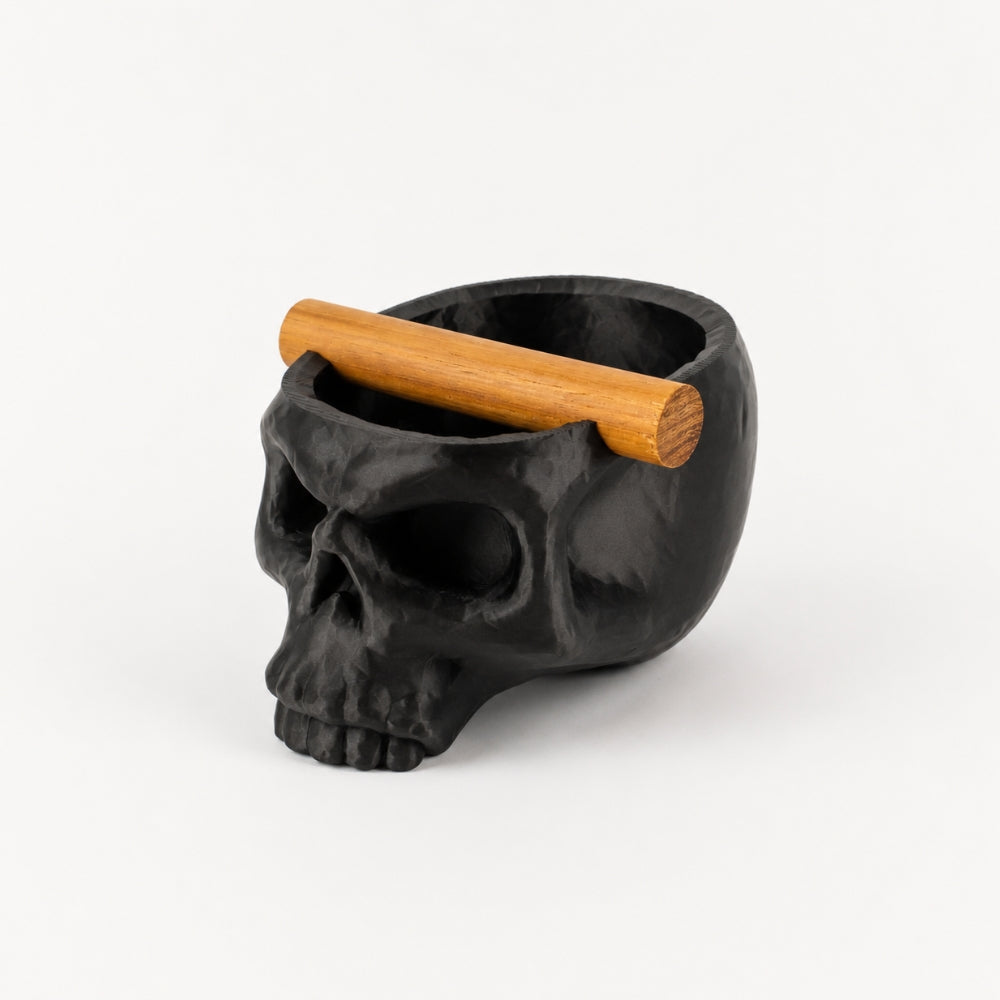 Gothic Skull Espresso Knock Box with Oak Bar KNOCDIC®