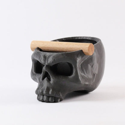 Gothic Skull Espresso Knock Box with Oak Bar KNOCDIC®