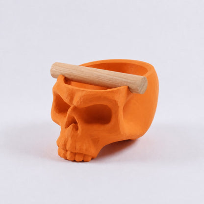 Gothic Skull Espresso Knock Box with Oak Bar KNOCDIC®