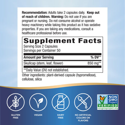 Nature's Way Skullcap Herb Sleep Support - Non-GMO, Gluten Free, Vegan