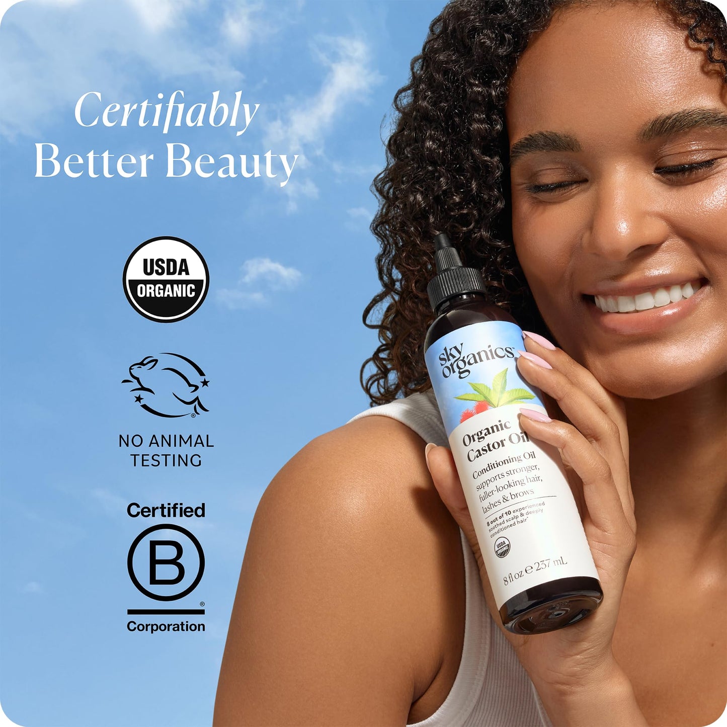 Sky Organics Castor Oil - USDA Organic Hair Growth Oil, Skin & Lashes - Cold-Pressed 16oz