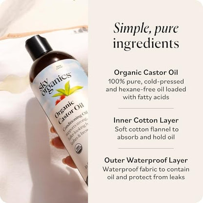 Sky Organics Castor Oil - USDA Organic Hair Growth Oil, Skin & Lashes - Cold-Pressed 16oz