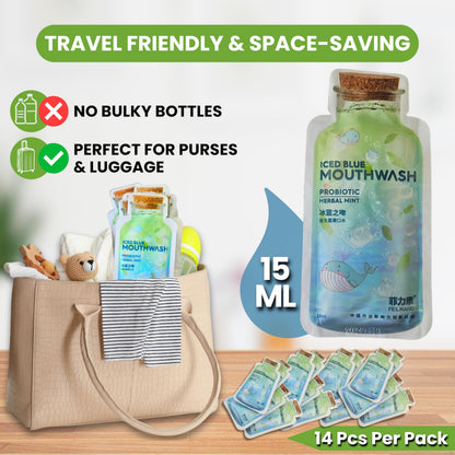 Skywin Travel Size Mouthwash Packets – Mint, 14-Count, TSA-Friendly 15 ml Per Packet