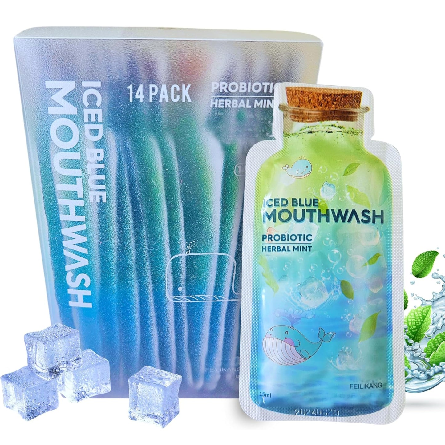 Skywin Travel Size Mouthwash Packets – Mint, 14-Count, TSA-Friendly 15 ml Per Packet