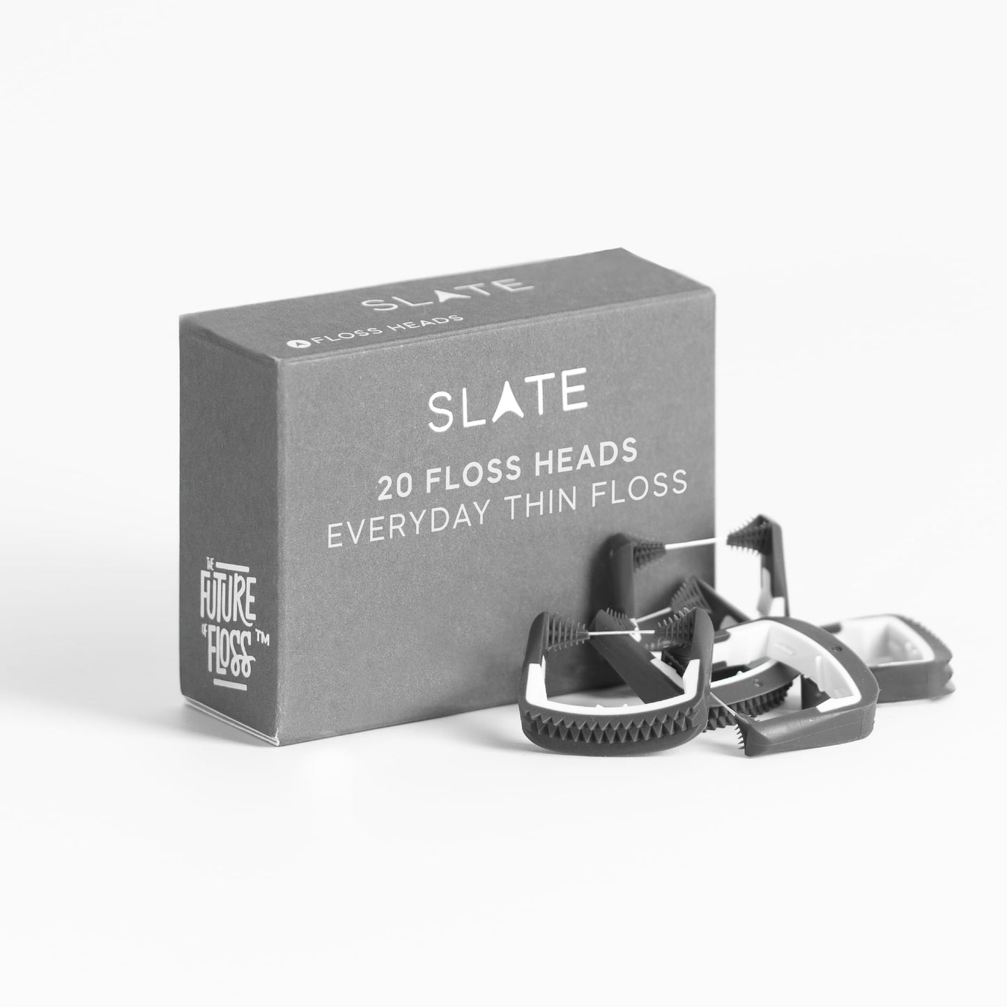Slate Flosser Refills – Reusable Woven Floss, PFAS-Free, Non-Toxic | 20-Pk Gray Thin Floss Heads