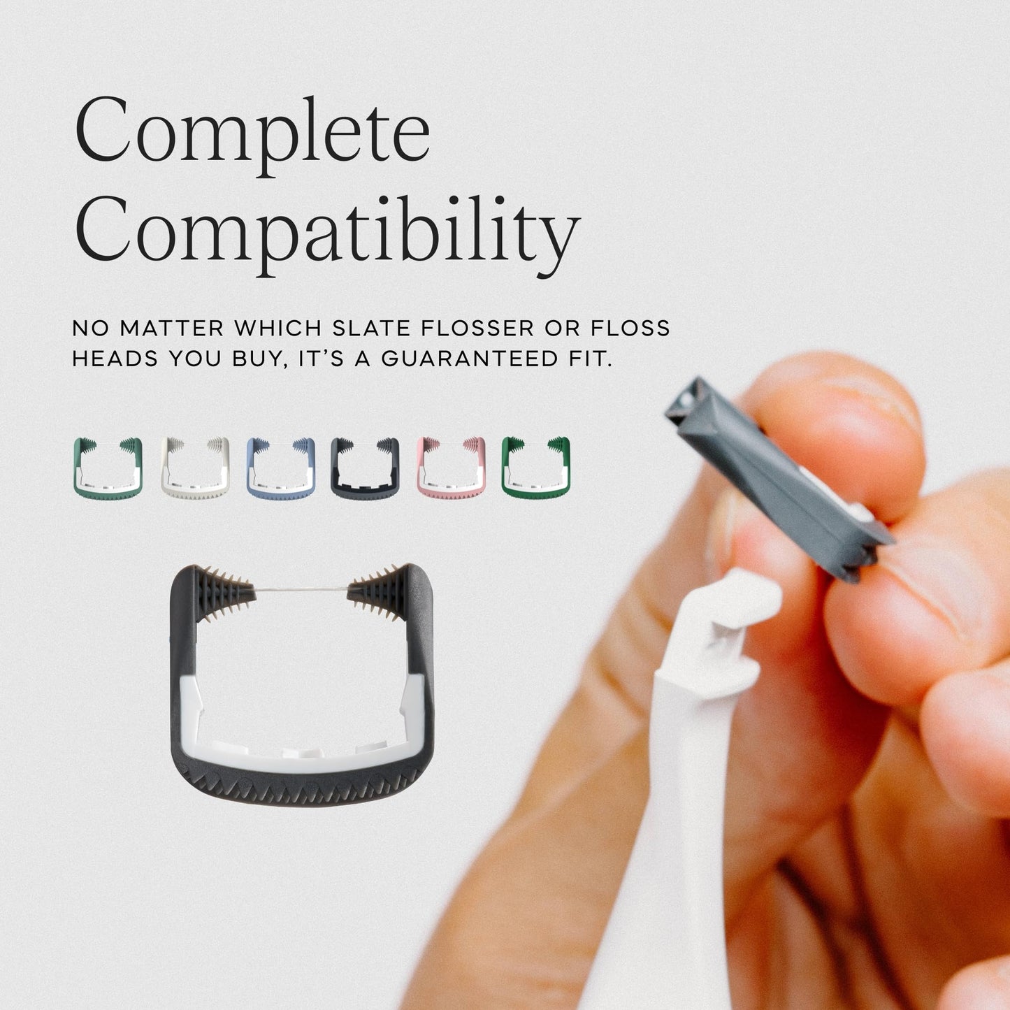 Slate Flosser Refills – Reusable Woven Floss, PFAS-Free, Non-Toxic | 20-Pk Gray Thin Floss Heads