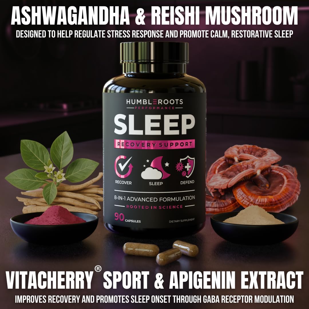Sleep Aid for Adults - Extra-Strength Melatonin + Ashwagandha | 90 Capsules | HUMBLEROOTS SLEEP