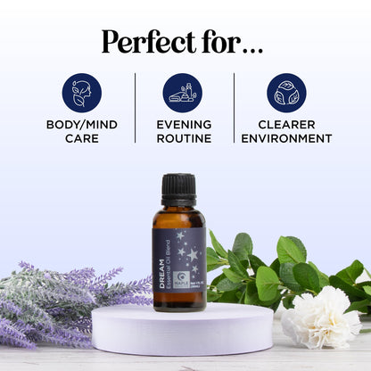 Sleep Essential Oil Blend for Diffuser | Dream Essential Oils – Clary Sage, Ylang-Ylang, Roman Chamomile & Lavender (1 Fl Oz)