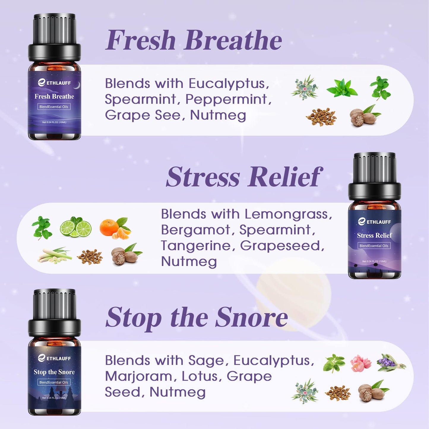 Sleep Essential Oils & Diffuser Blends for Home | Relax, Stress Relief, Fresh Breathe, Sweet Dreams