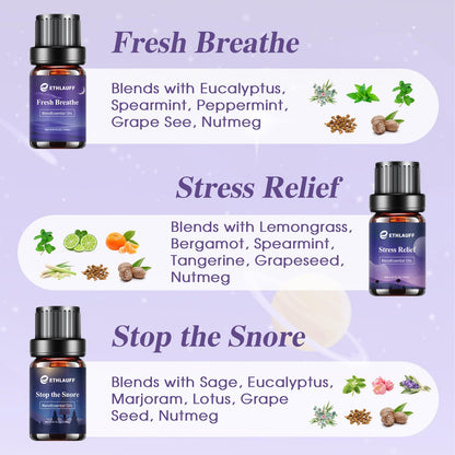 Sleep Essential Oils & Diffuser Blends for Home | Relax, Stress Relief, Fresh Breathe, Sweet Dreams