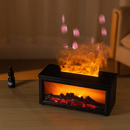 280ML Fireplace Diffuser with 7 Colorful Lights, Essential Oils, Timer & Remote