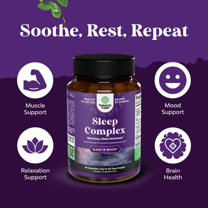 Natural Refreshing Sleep Formula – Non Addictive Herbal Sleep Supplement with Magnesium, L-Theanine & GABA | Pack of 2