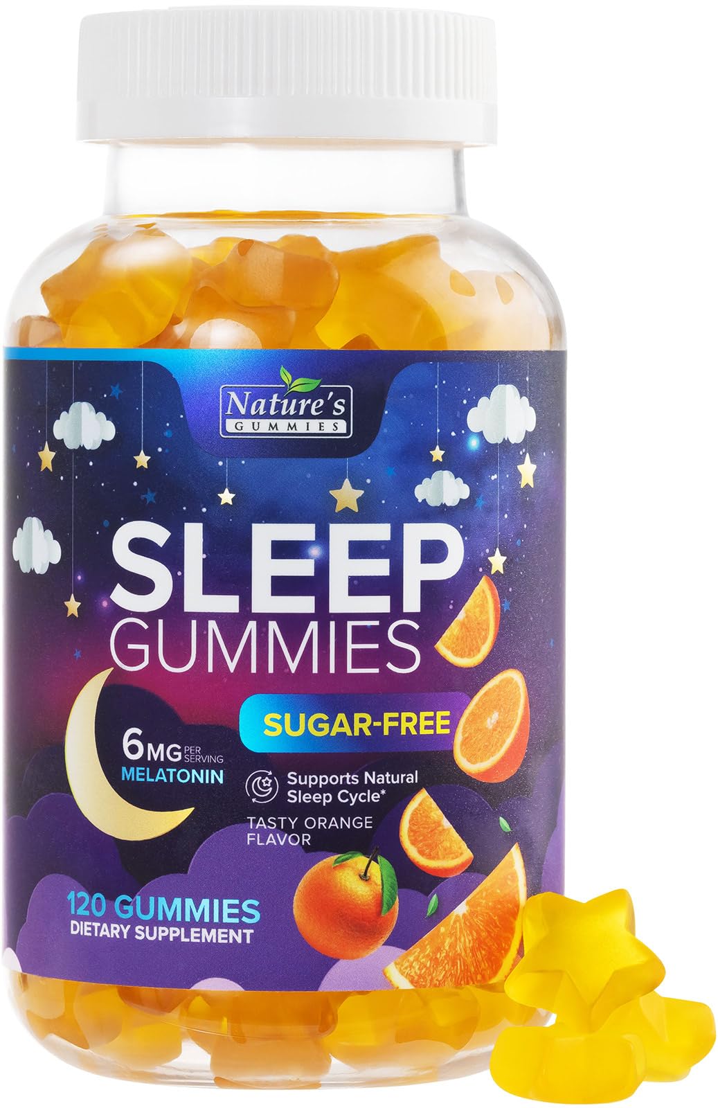 Sleep Gummies 6mg - Sugar Free Melatonin Orange Gummy for Adults & Kids | 120 Gummies