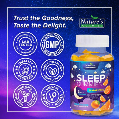 Sleep Gummies 6mg - Sugar Free Melatonin Orange Gummy for Adults & Kids | 120 Gummies