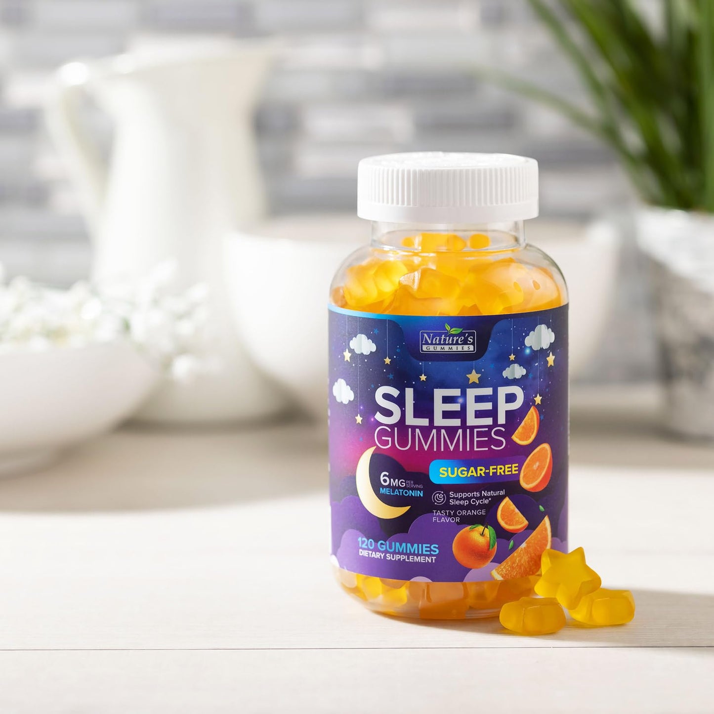 Sleep Gummies 6mg - Sugar Free Melatonin Orange Gummy for Adults & Kids | 120 Gummies