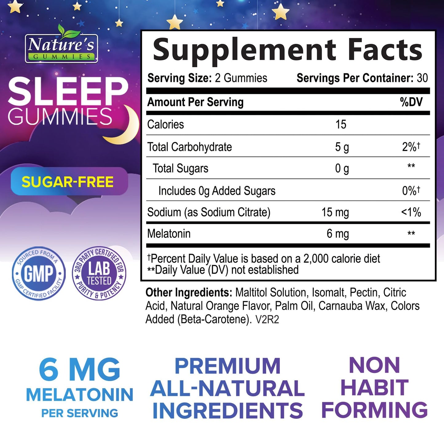 Sleep Gummies 6mg – Sugar-Free Melatonin for Adults & Kids (Orange, 60 Gummies)