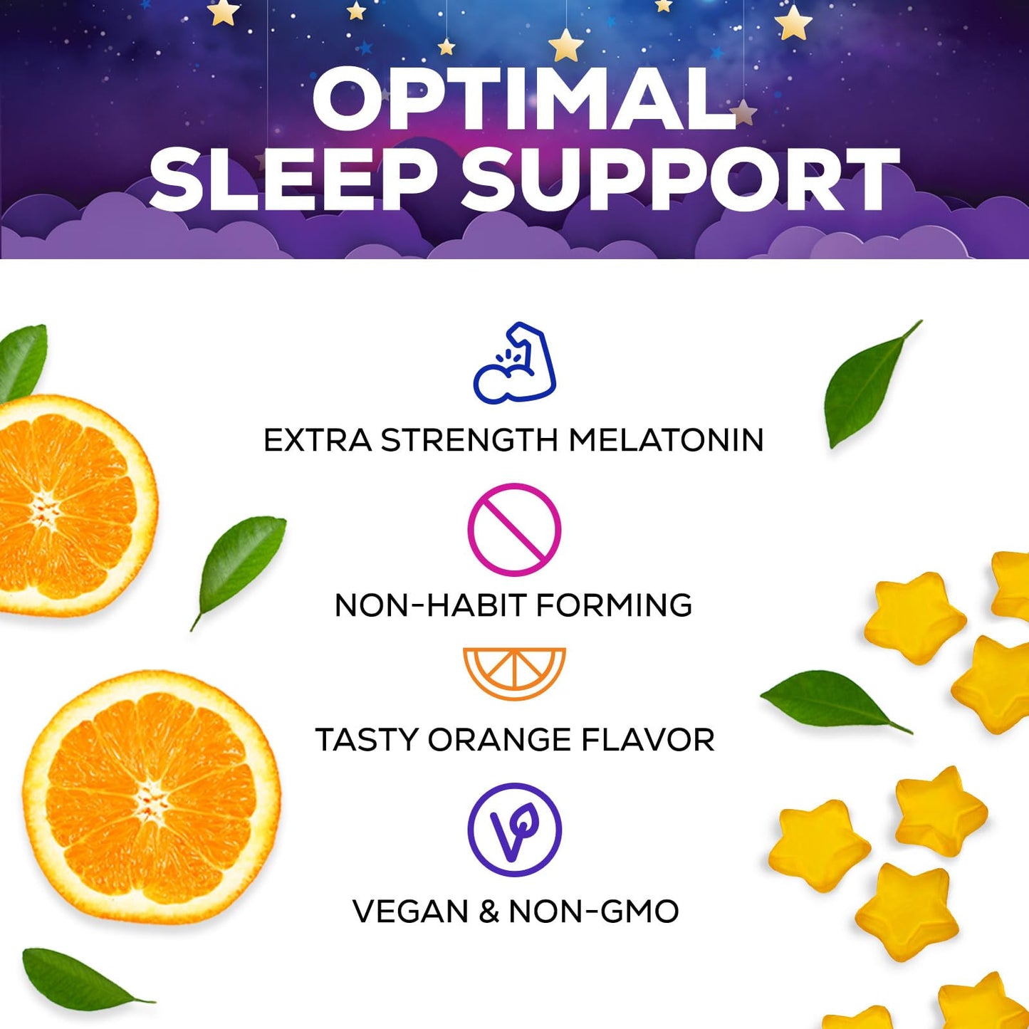 Sleep Gummies 6mg – Sugar-Free Melatonin for Adults & Kids (Orange, 60 Gummies)
