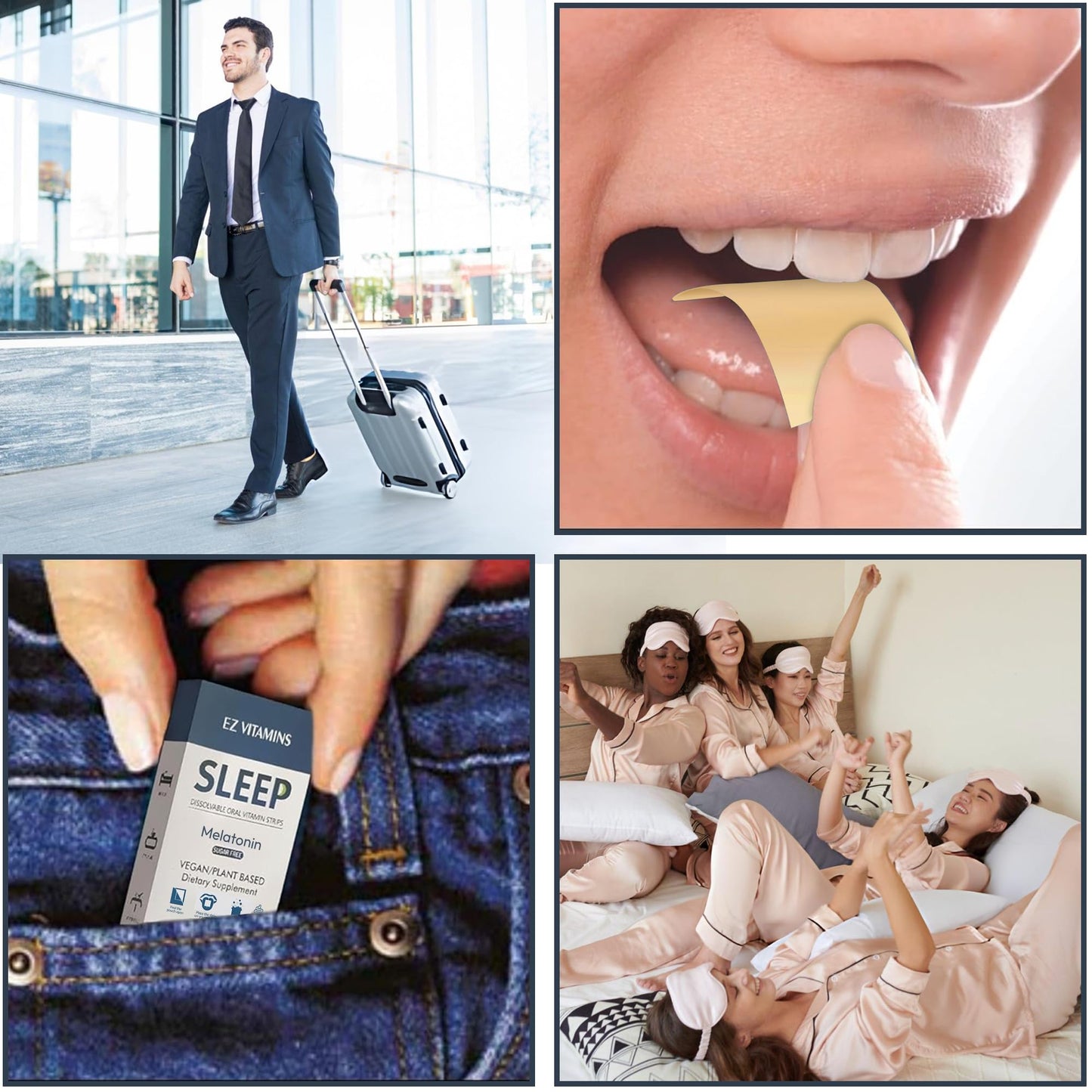 Dissolvable Oral Sleep Strips – 5mg Melatonin, Valerian, L-Theanine, Vitamin D3 | Mint 30ct