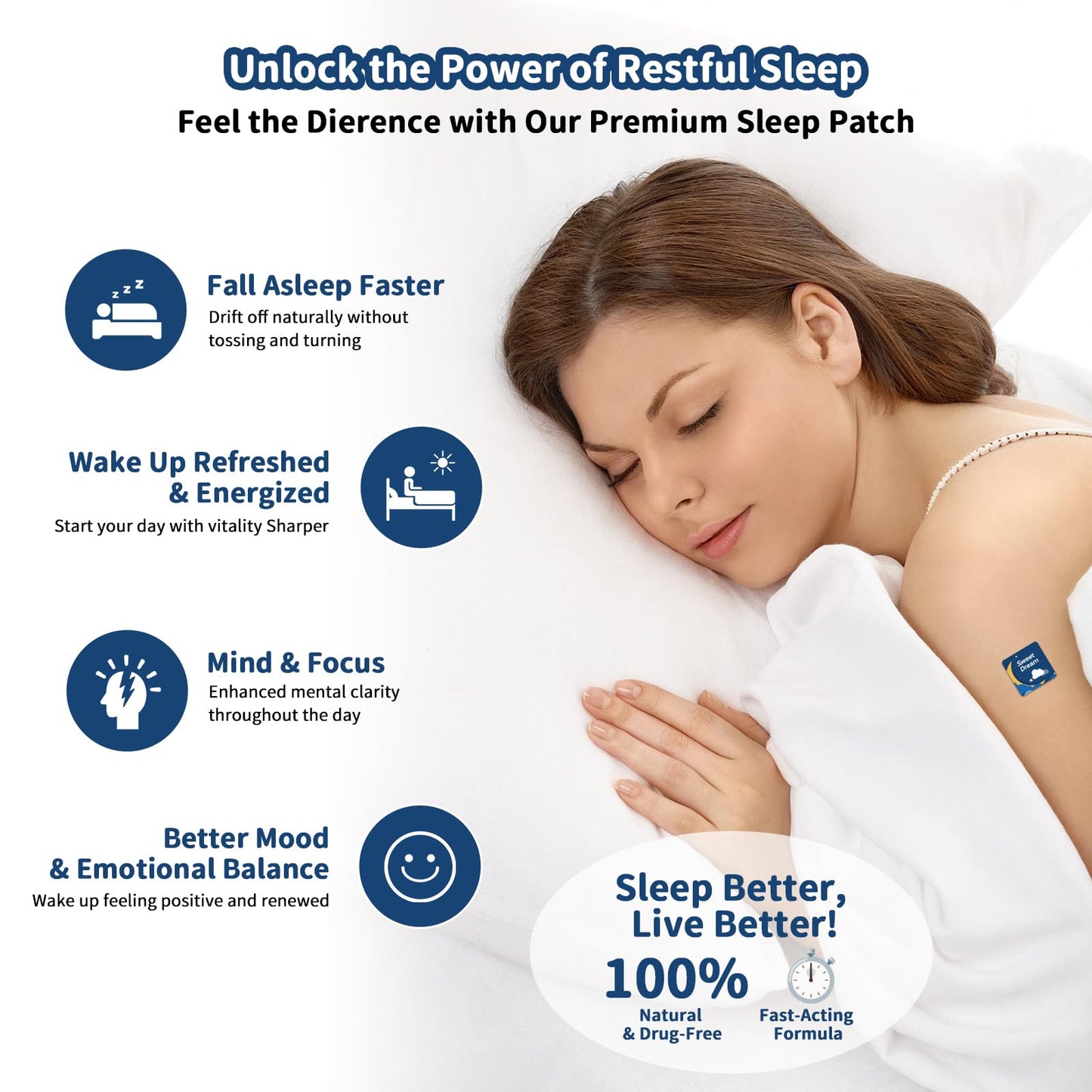 Sleep Patches for Adults - Extra Strength Insomnia Support | 1 Box 60 Patches | BB21