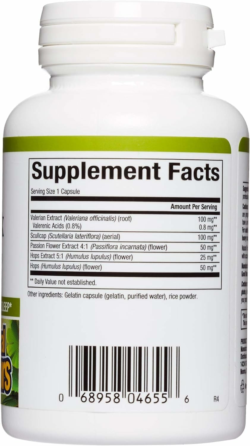 Herbal Factors Sleep Relax Formula – Natural Sleep Aid with Valerian, Passion Flower & Skullcap (Non-GMO; 90 capsules)