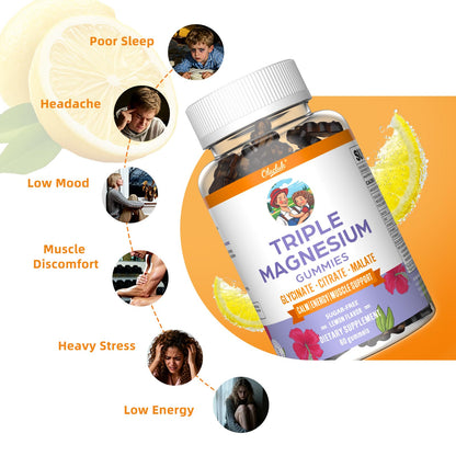 Magnesium Glycinate Gummies 200mg – Sleep Support, Sugar Free, Lemon, Adults & Kids