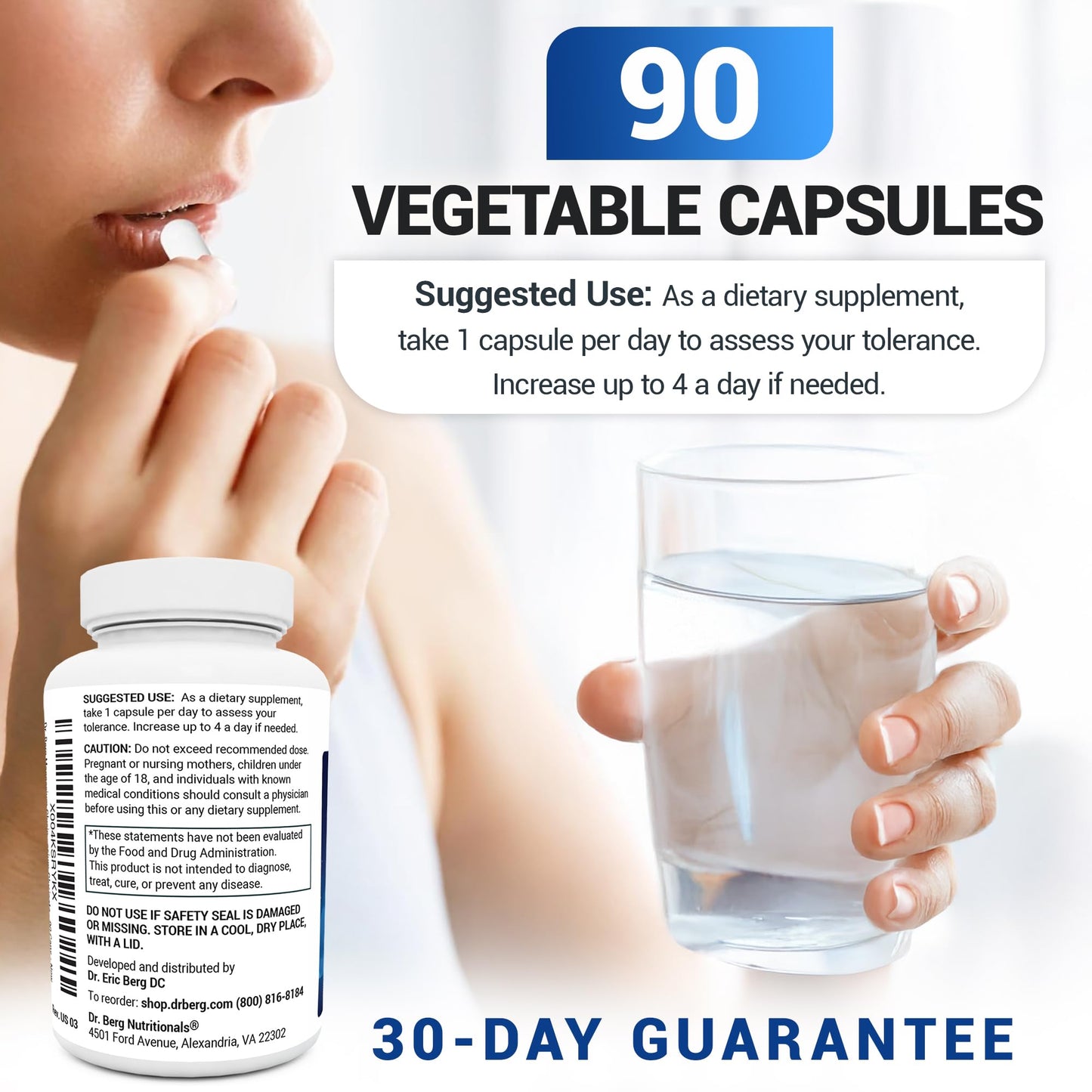 Dr. Berg Maximum Strength Magnesium Glycinate 90 Capsules | USA Formulated 4-in-1 Chelated Magnesium