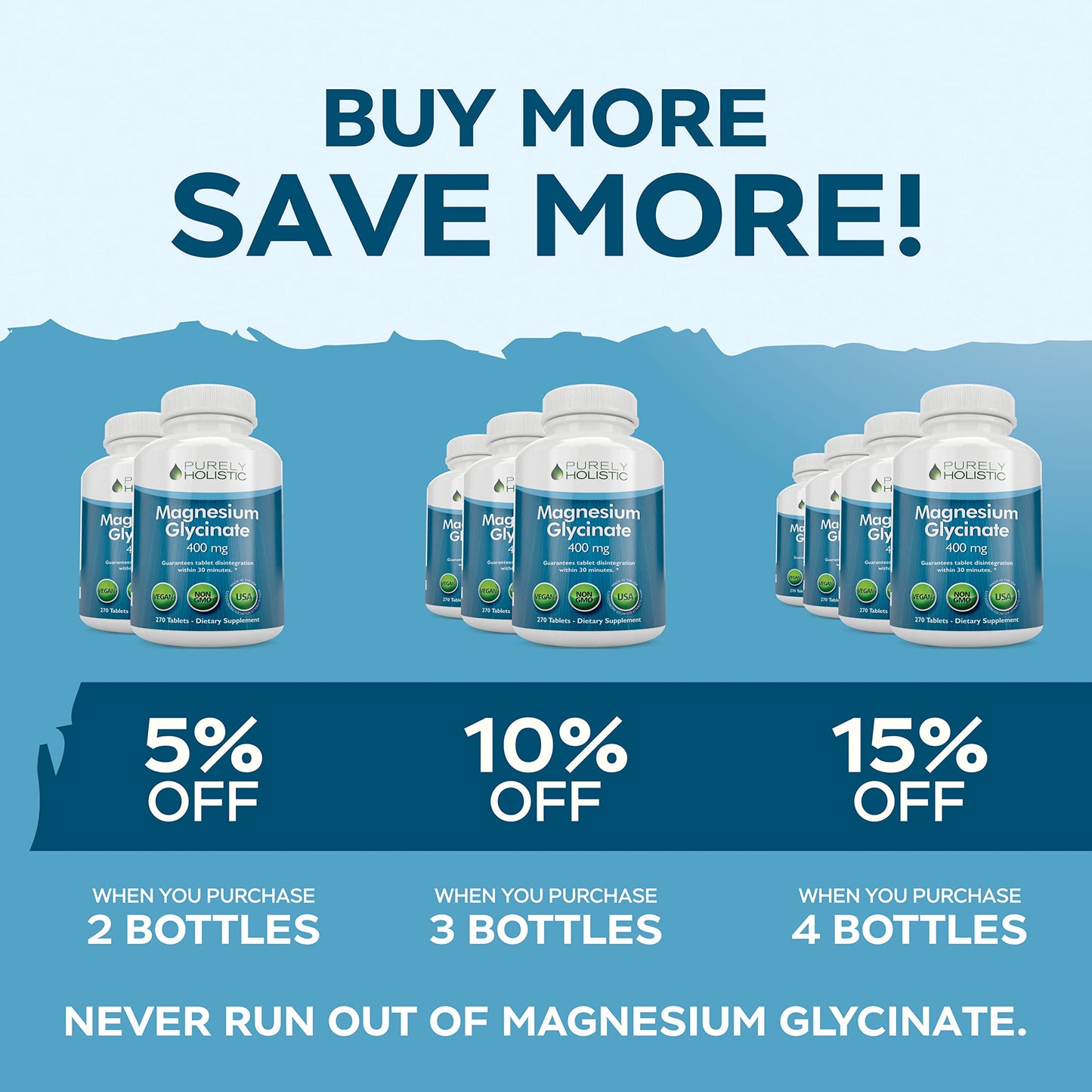Magnesium Glycinate 400mg – 270 Tablets | High Bioavailability & Vegan