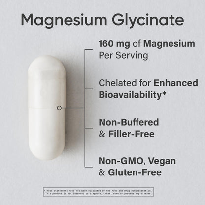 Sports Research Magnesium Glycinate 160 mg | Chelated, Vegan Capsule – 90 Count