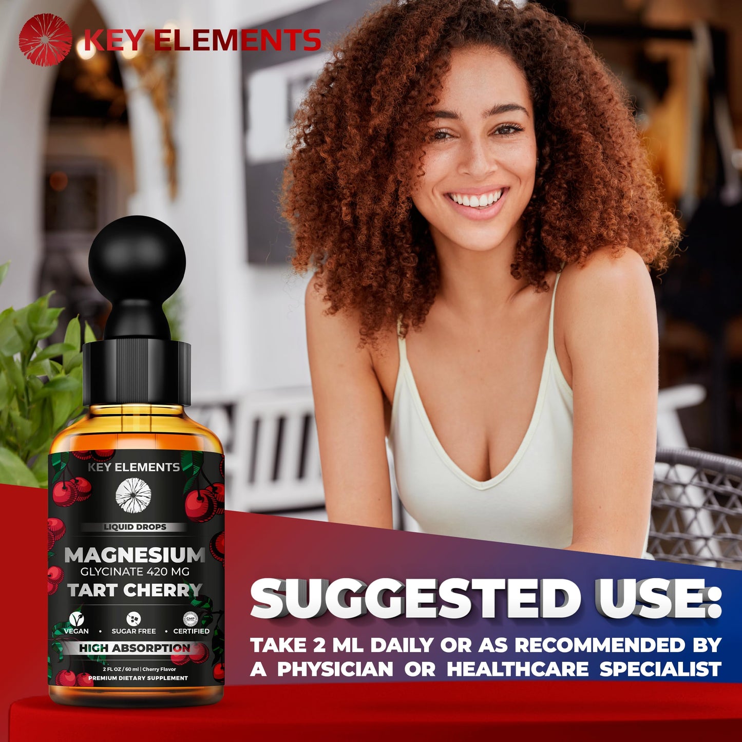 Liquid Magnesium Glycinate 420 Mg with Natural Tart Cherry Extract | Magnesium Glycinate Drops Supplement for Sleep, Mood & Mobility Support | Tart Cherry Extract