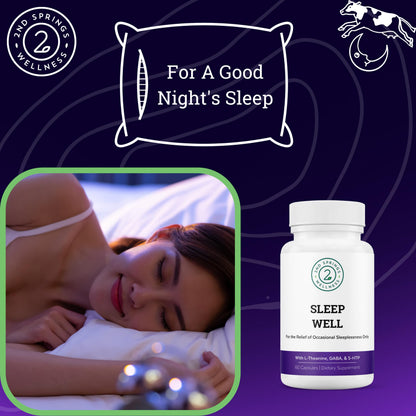 2nd Springs Sleep Well: Calmness & Relaxing Sleep Support Formula – Magnesium, L-Theanine, GABA & Melatonin – 60 Capsules