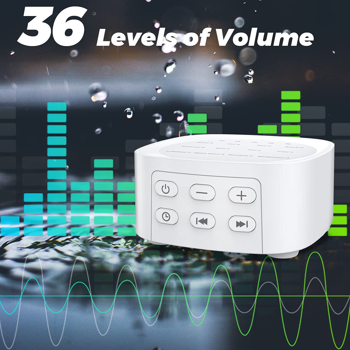 Sleepbox Sleep White Noise Machine — 25 Sounds, 36 Volume Levels, 5 Timers, Portable & Memory