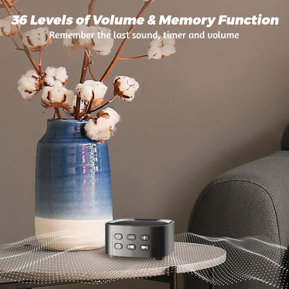 Sleepbox Sleep White Noise Machine — 25 Sounds, 36 Volume Levels, 5 Timers, Portable Memory