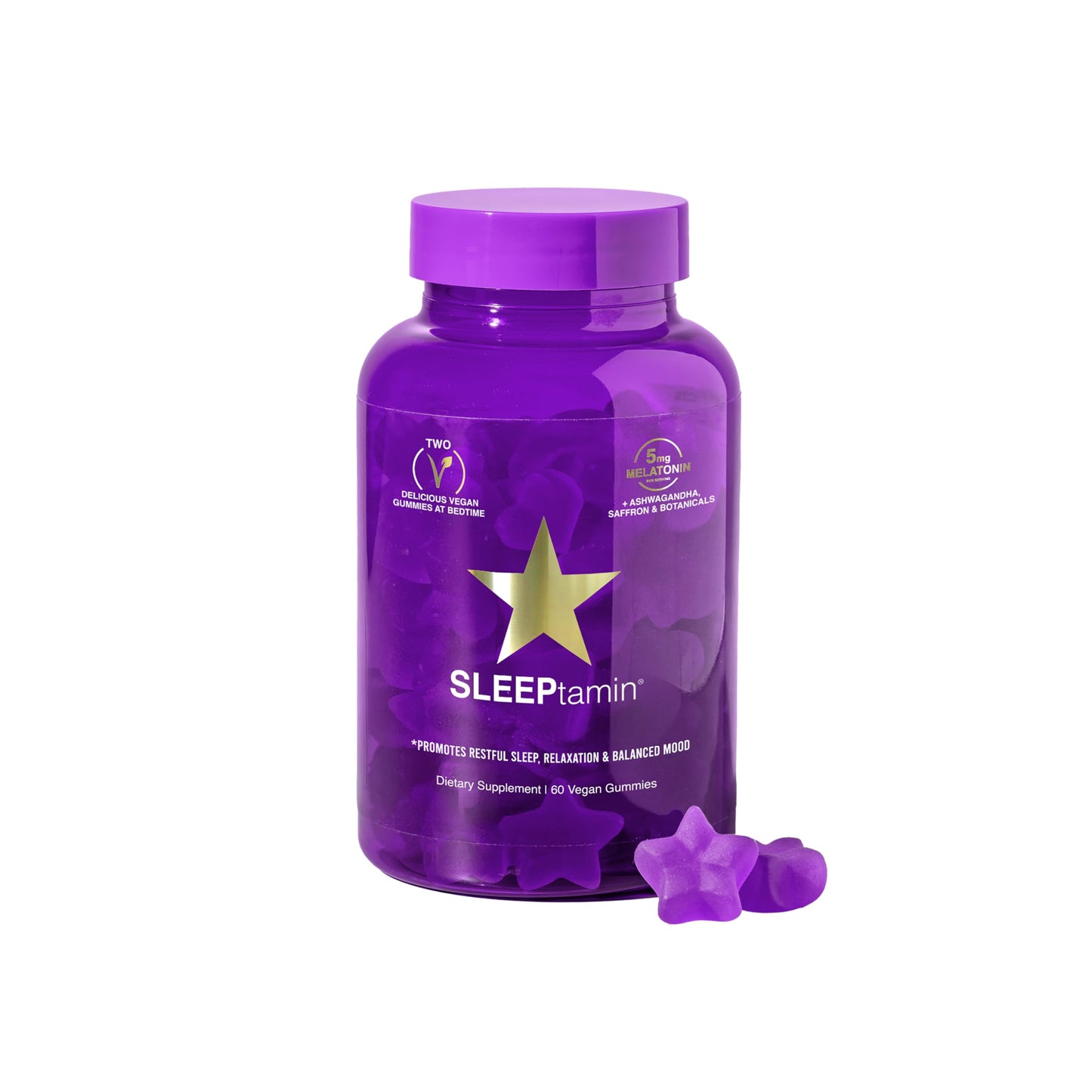 SLEEPtamin Melatonin Gummies 5mg | Chamomile & Ashwagandha for Relaxation | 60 Vegan Gummies