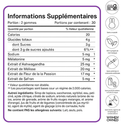 SLEEPtamin Melatonin Gummies 5mg | Chamomile & Ashwagandha for Relaxation | 60 Vegan Gummies