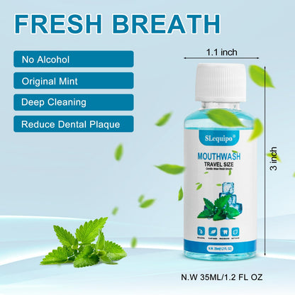 SLequipo Travel Size Mouthwash – Mint 1.2oz/35ml Bulk Pack (10 Bottles)