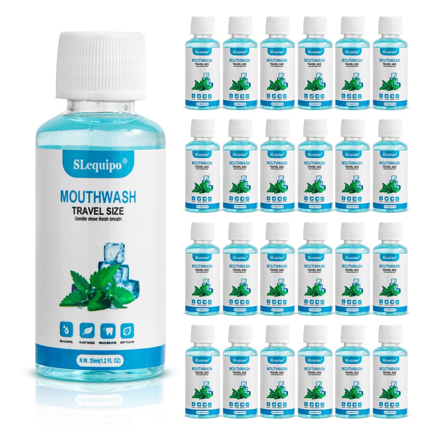 SLequipo Travel Size Mouthwash – Mint 1.2oz/35ml Bulk Pack (10 Bottles)