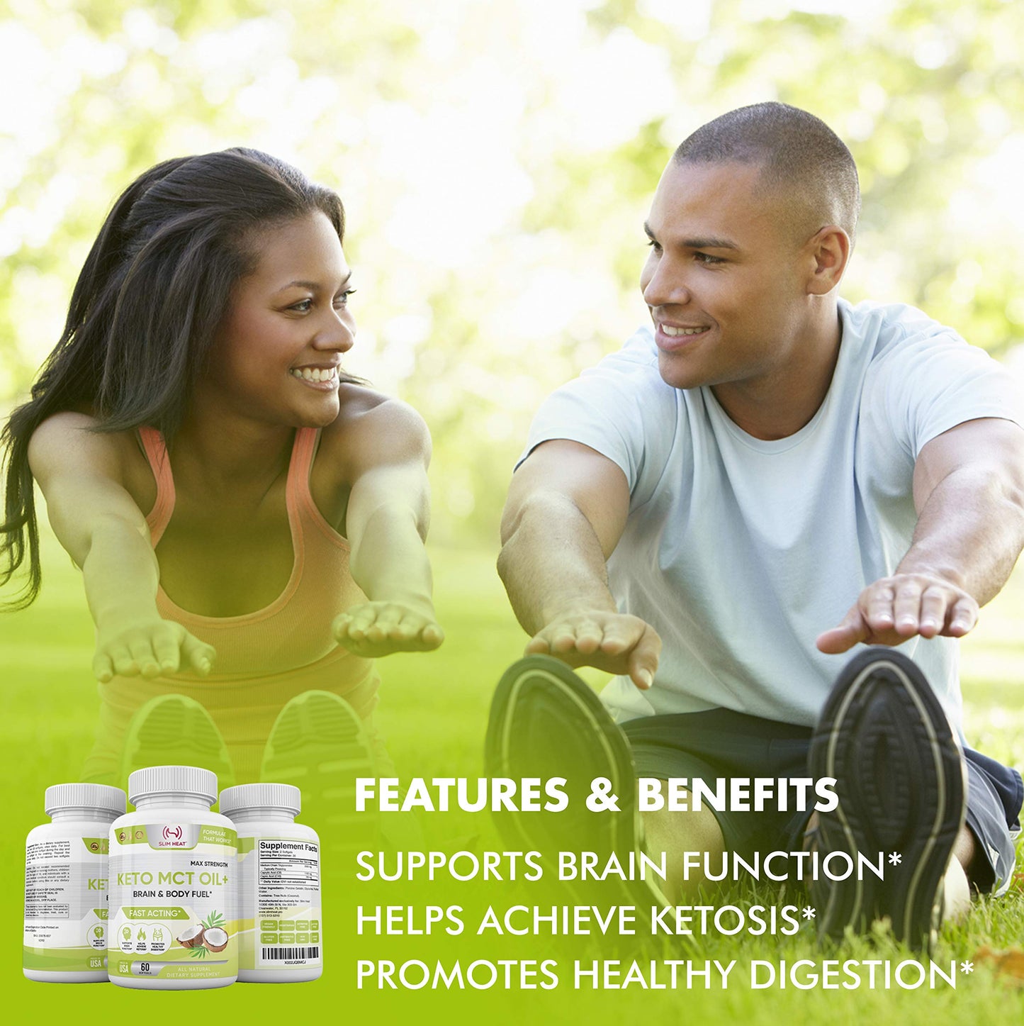 Slim Heat Keto MCT Oil Capsules with C8 & C10 – Fast Ketosis & Brain Fuel