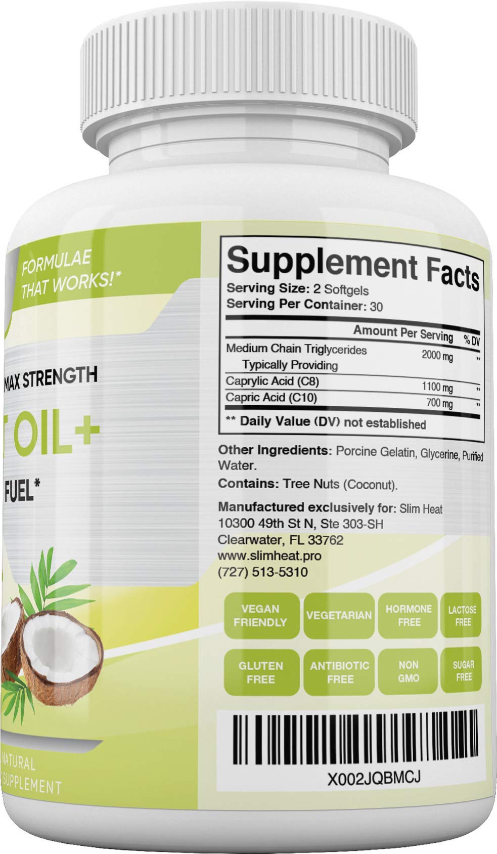 Slim Heat Keto MCT Oil Capsules with C8 & C10 – Fast Ketosis & Brain Fuel