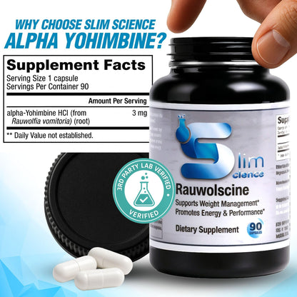 Slim Science Rauwolscine Yohimbine HCL 3mg - 90 Vegetarian Capsules