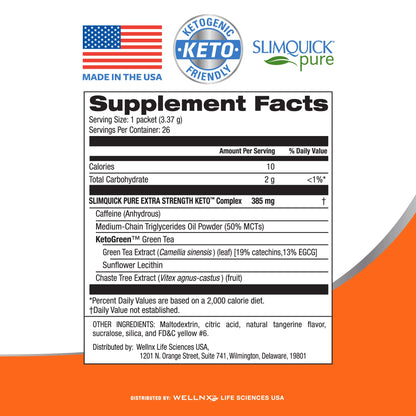 SlimQuick Extra Strength Weight Management Drink Mix for Women – Tangerine (26 Count)