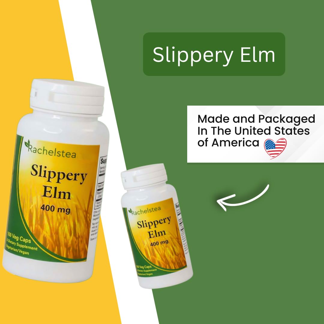 Slippery Elm 400 Mg - 100 Capsules GI Coat | Rachel's Tea Brand