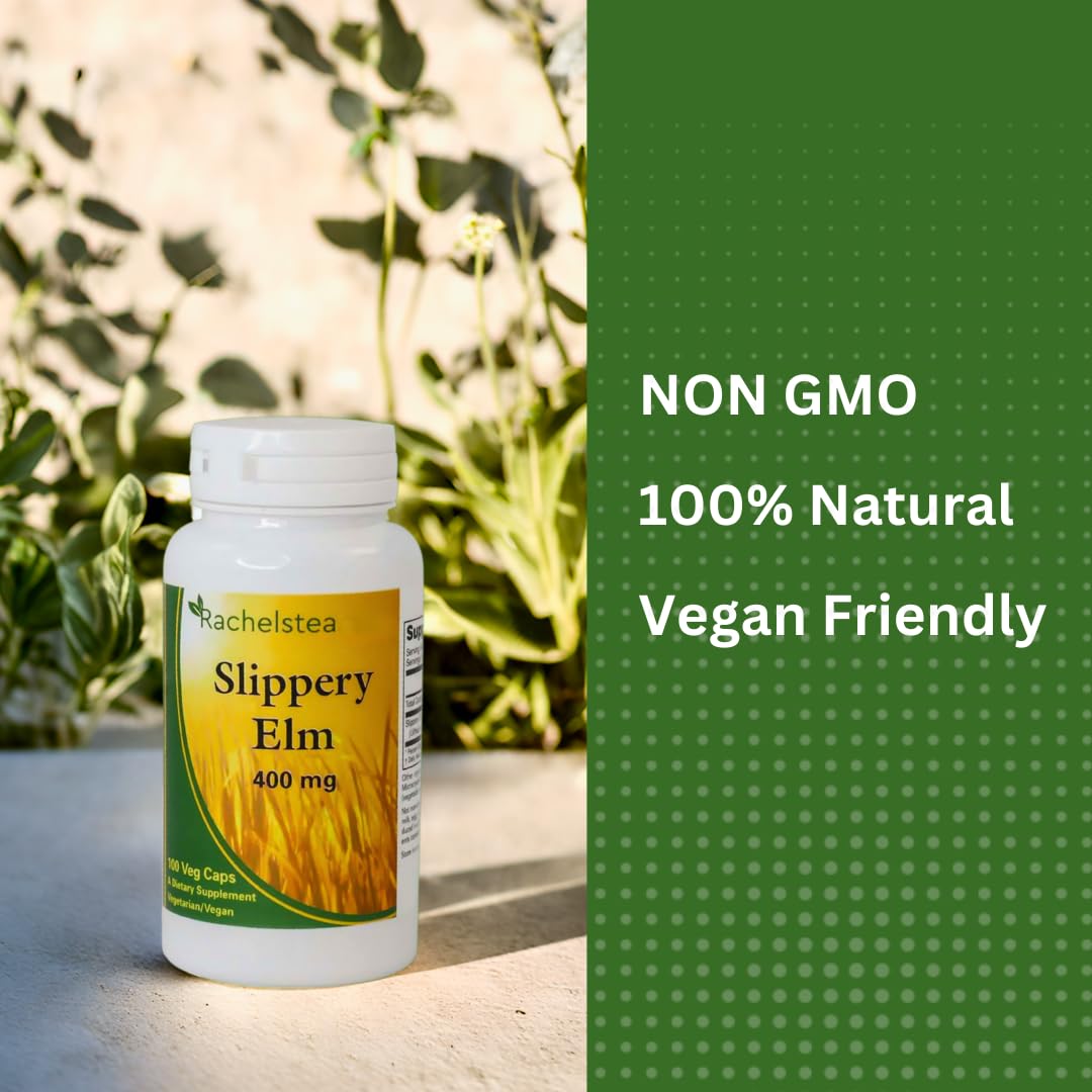 Slippery Elm 400 Mg - 100 Capsules GI Coat | Rachel's Tea Brand